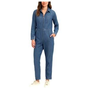 Madewell Women's Denim Coverall Jumpsuit Long Sleeve Blue Size XS